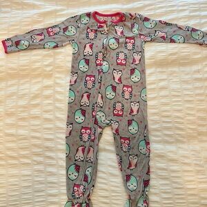 Carter's Gray and Red Owl Print Footie